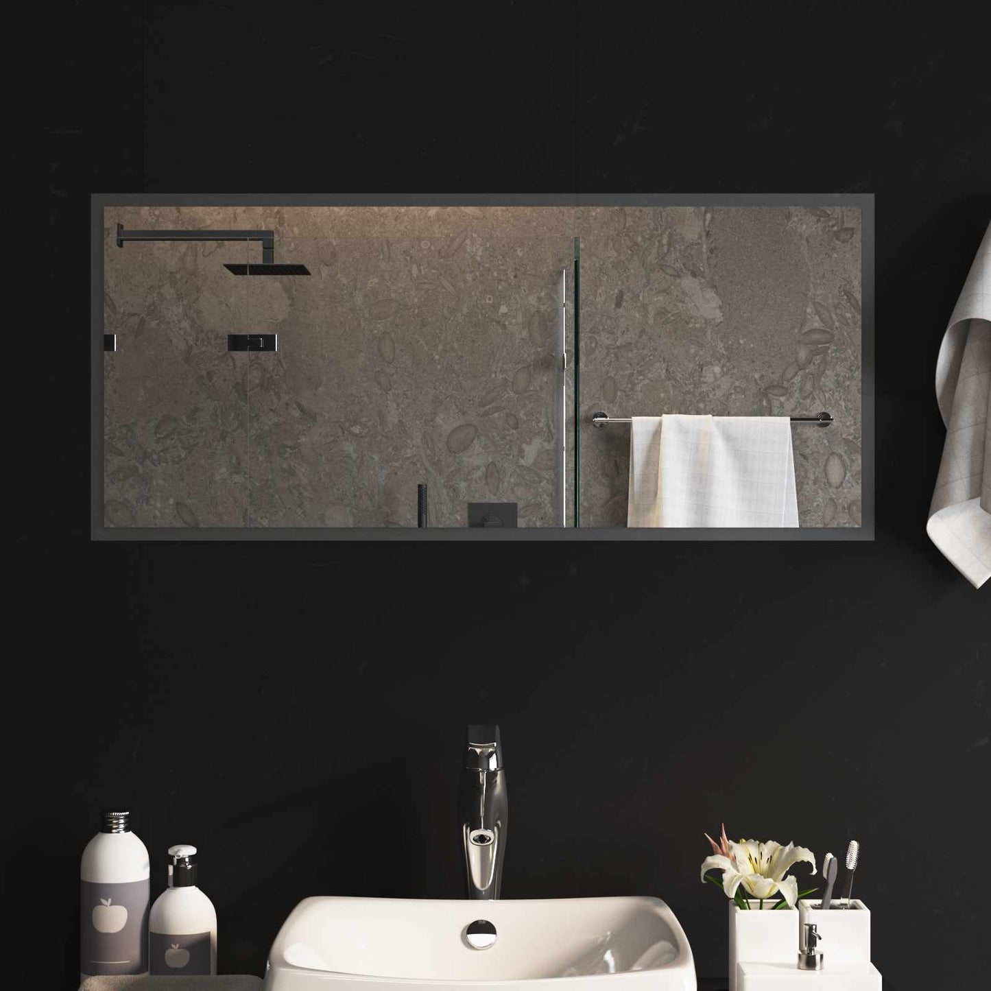 LED Bathroom Mirror Transparent 90 x 40 cm Tempered Glass