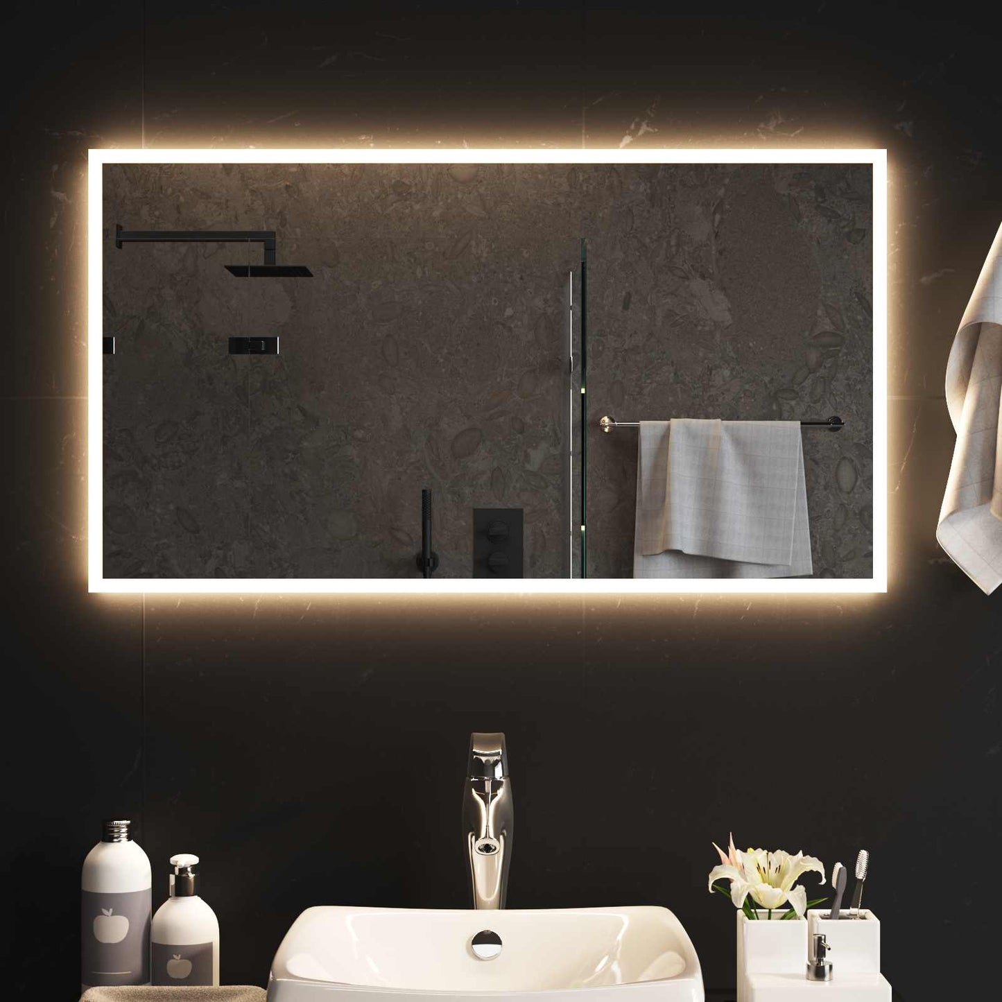LED Bathroom Mirror Transparent 90 x 50 cm Tempered Glass