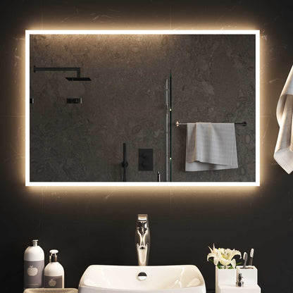 LED Bathroom Mirror Transparent 90 x 60 cm Tempered Glass