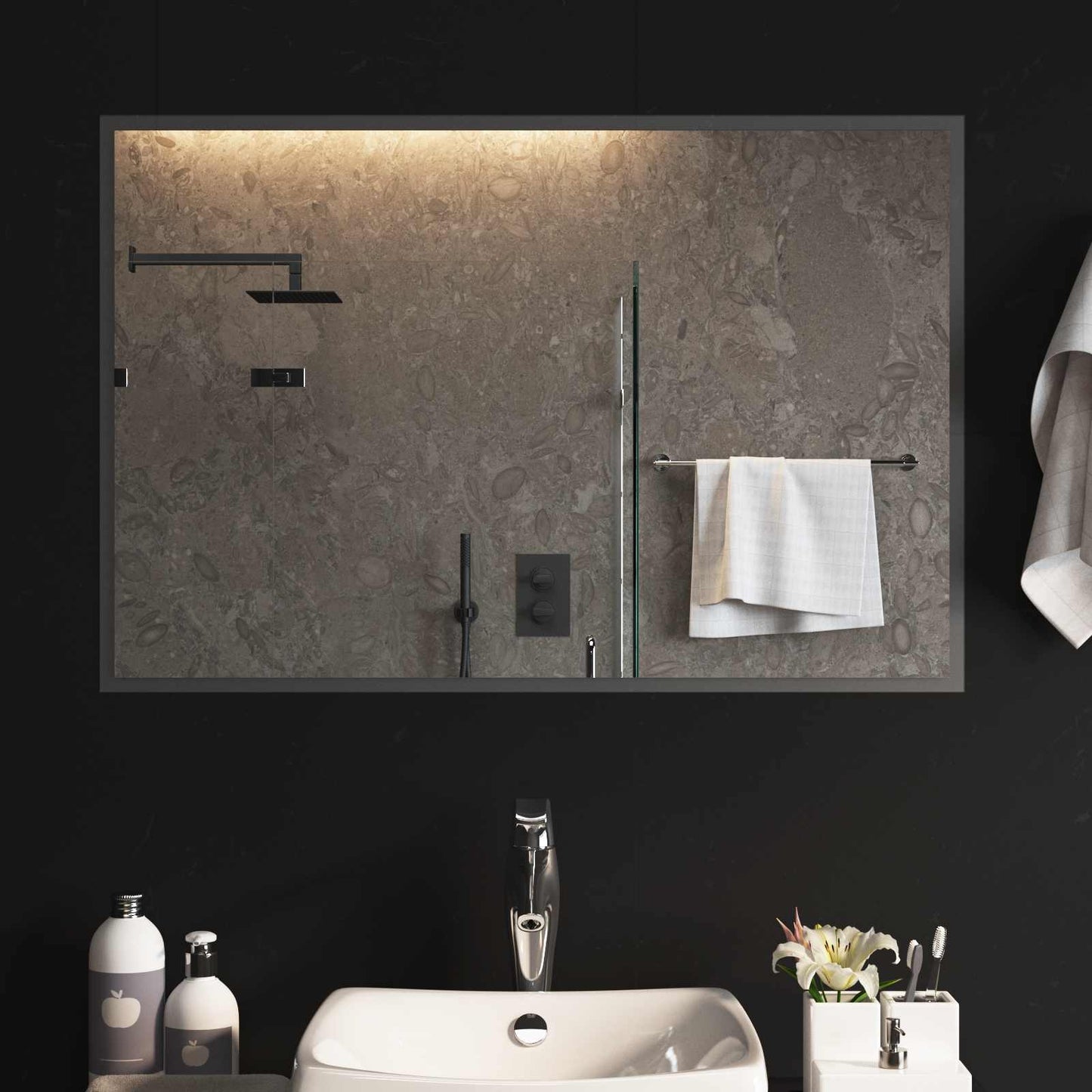 LED Bathroom Mirror Transparent 90 x 60 cm Tempered Glass