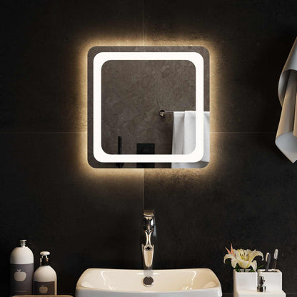 LED Bathroom Mirror Transparent 40 x 40 cm Tempered Glass
