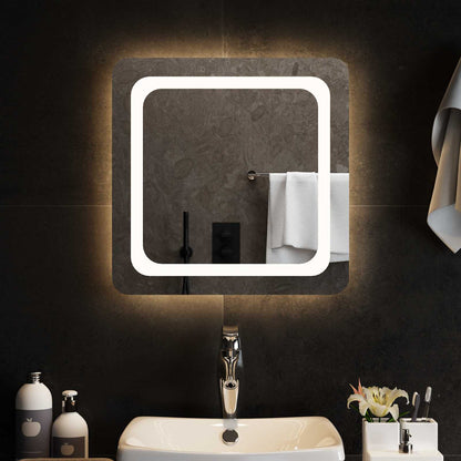 LED Bathroom Mirror Transparent 50 x 50 cm Tempered Glass