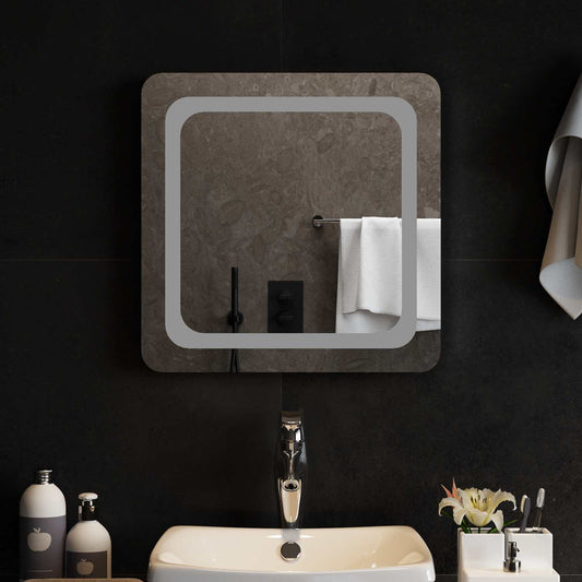 LED Bathroom Mirror Transparent 50 x 50 cm Tempered Glass