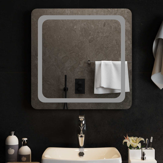LED Bathroom Mirror Transparent 60 x 60 cm Tempered Glass