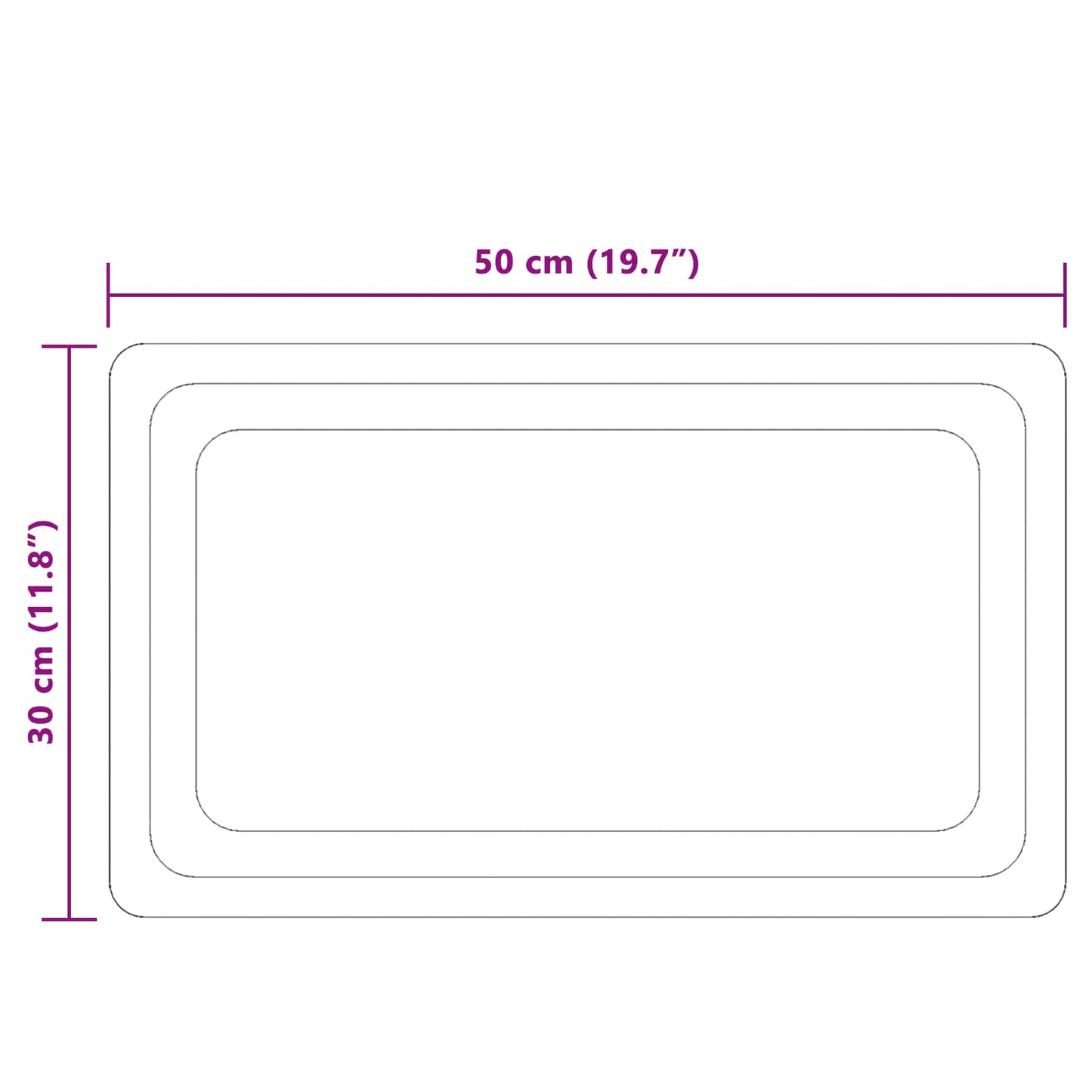 LED Bathroom Mirror Transparent 50 x 30 cm Tempered Glass