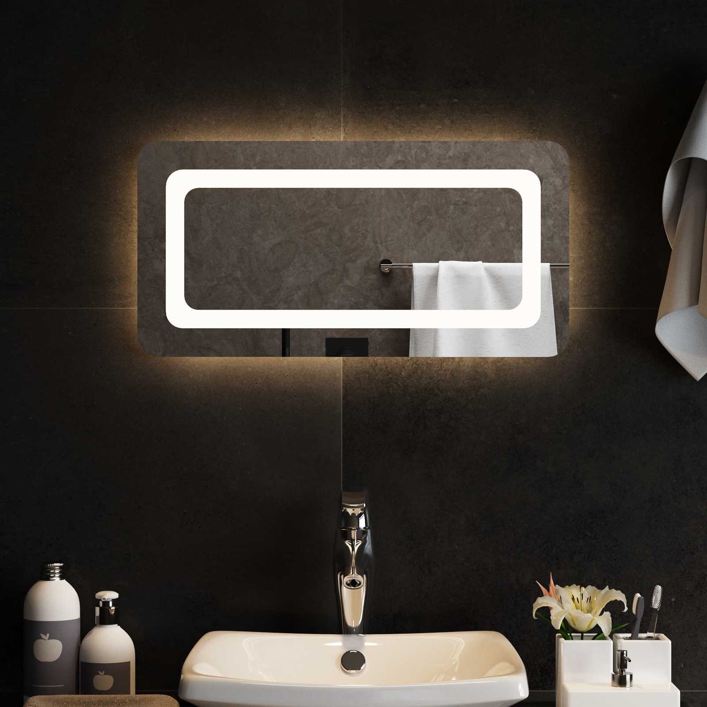LED Bathroom Mirror Transparent 60 x 30 cm Tempered Glass