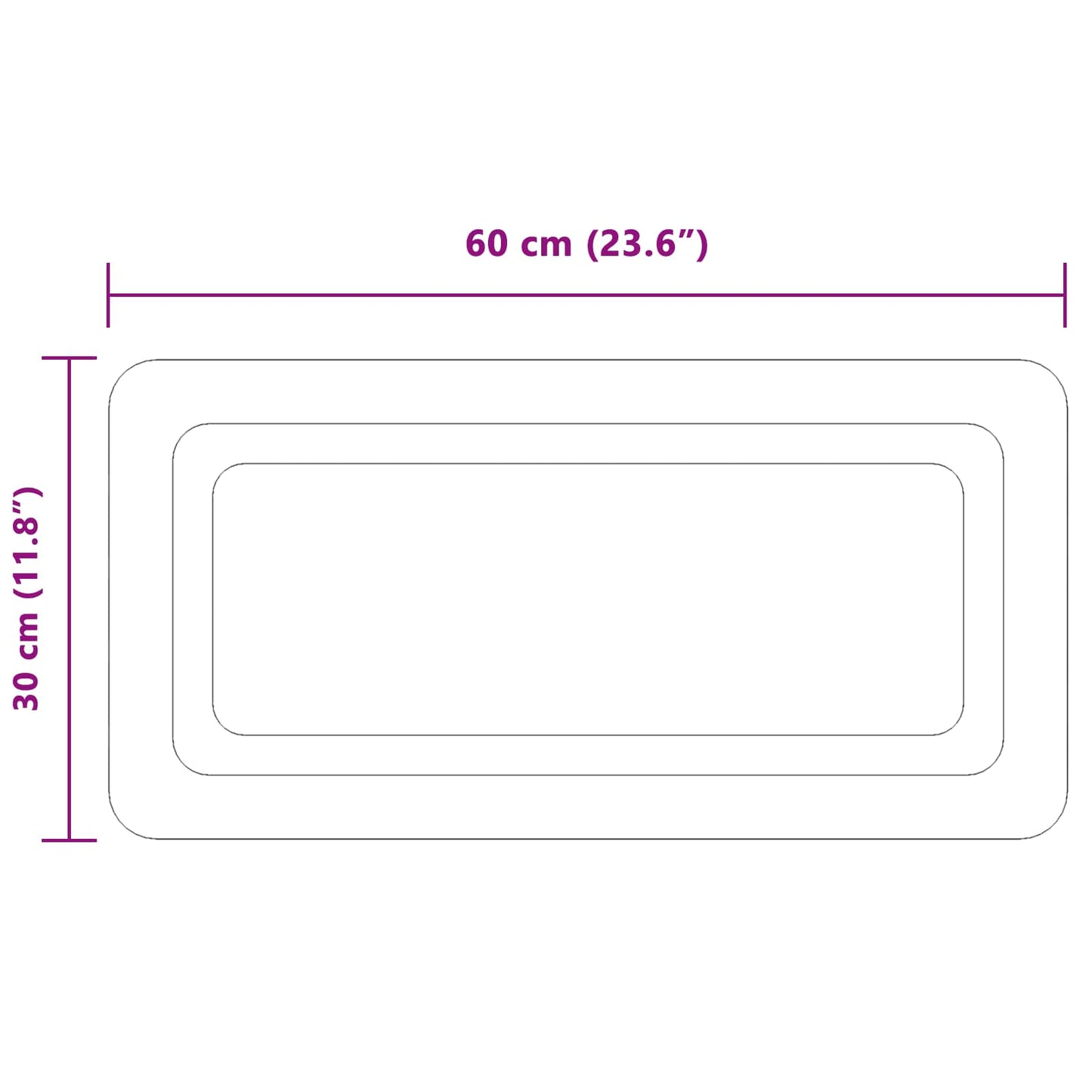 LED Bathroom Mirror Transparent 60 x 30 cm Tempered Glass