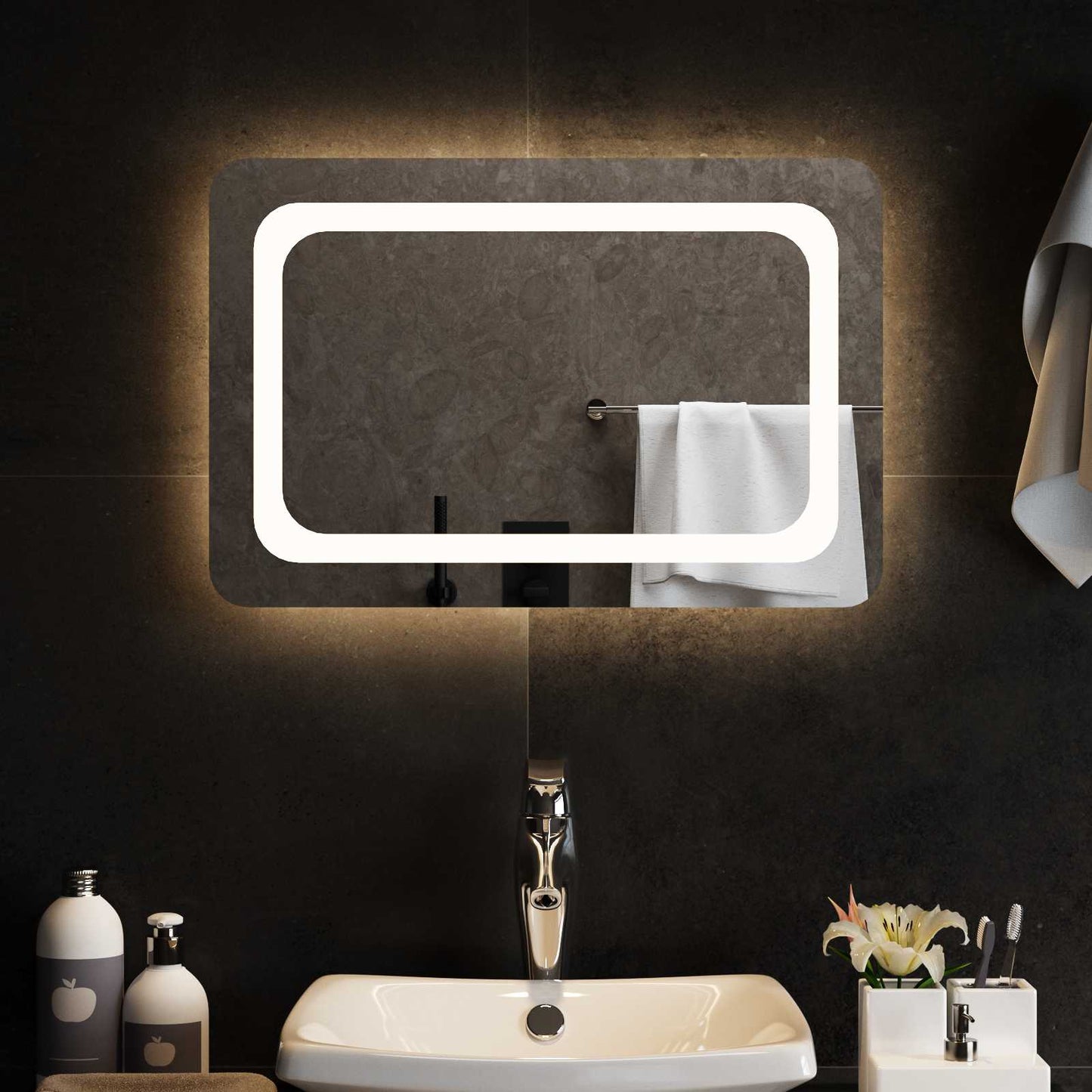 LED Bathroom Mirror Transparent 60 x 40 cm Tempered Glass
