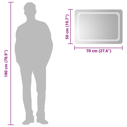 LED Bathroom Mirror Transparent 70 x 50 cm Tempered Glass