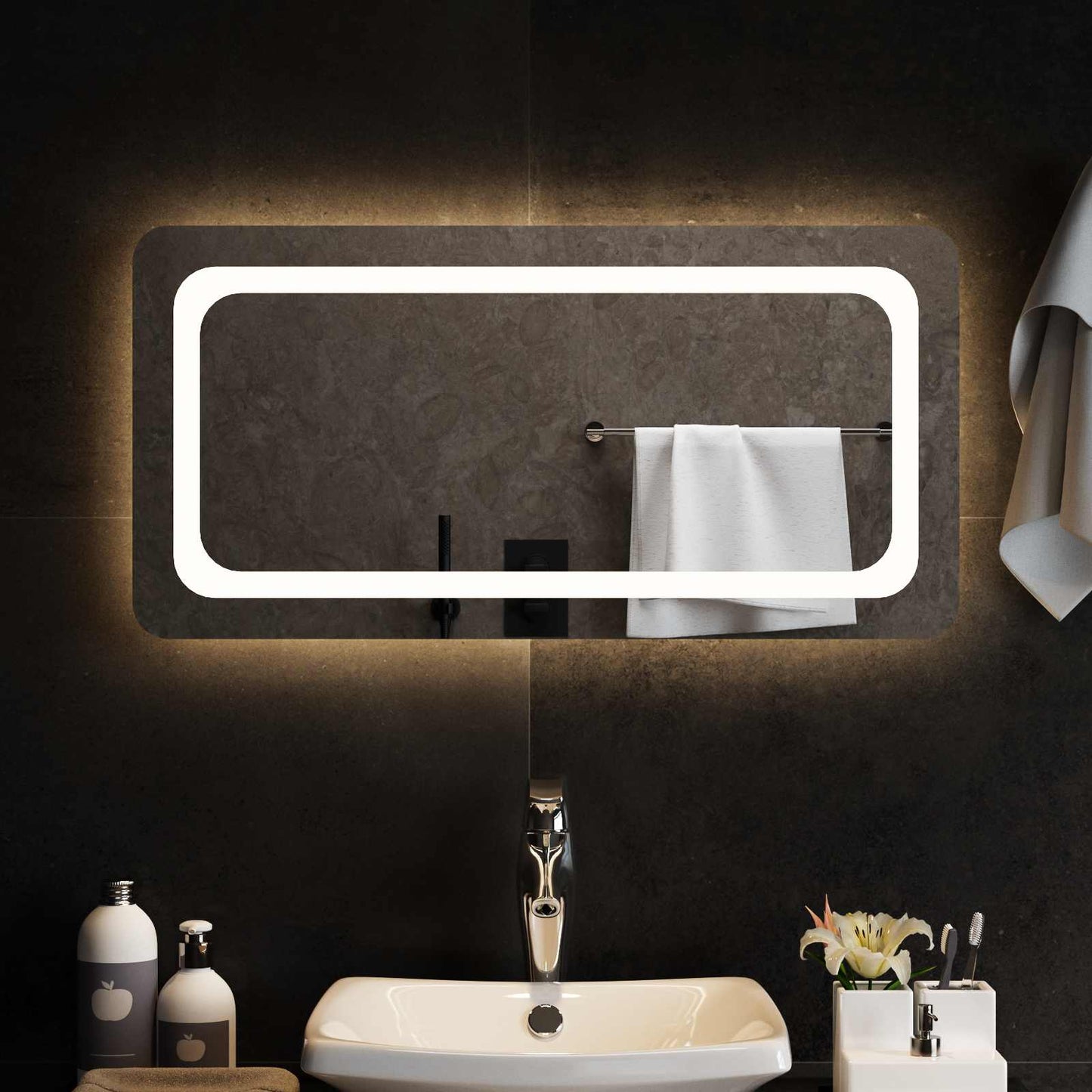 LED Bathroom Mirror Transparent 80 x 40 cm Tempered Glass
