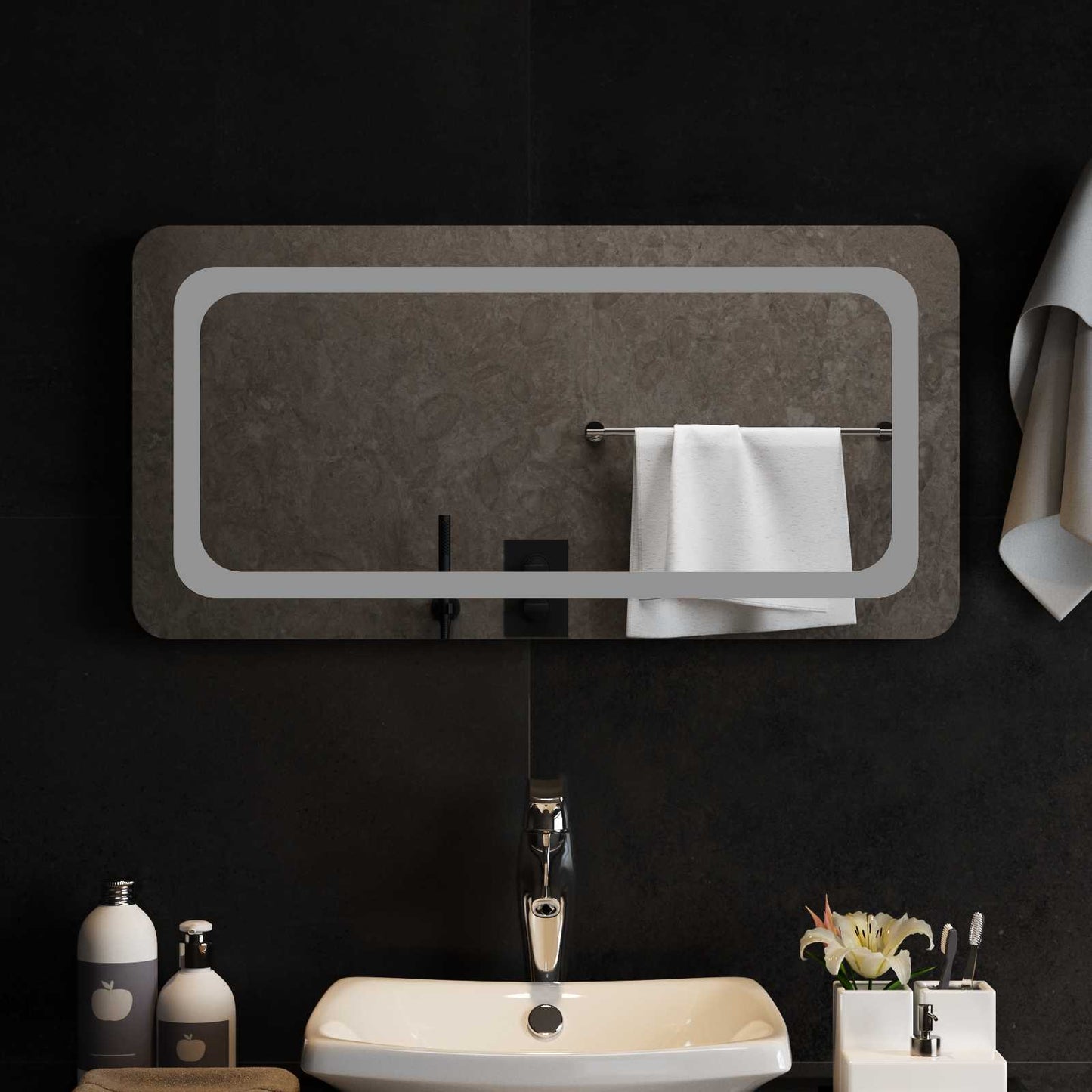 LED Bathroom Mirror Transparent 80 x 40 cm Tempered Glass