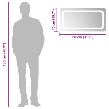 LED Bathroom Mirror Transparent 80 x 40 cm Tempered Glass