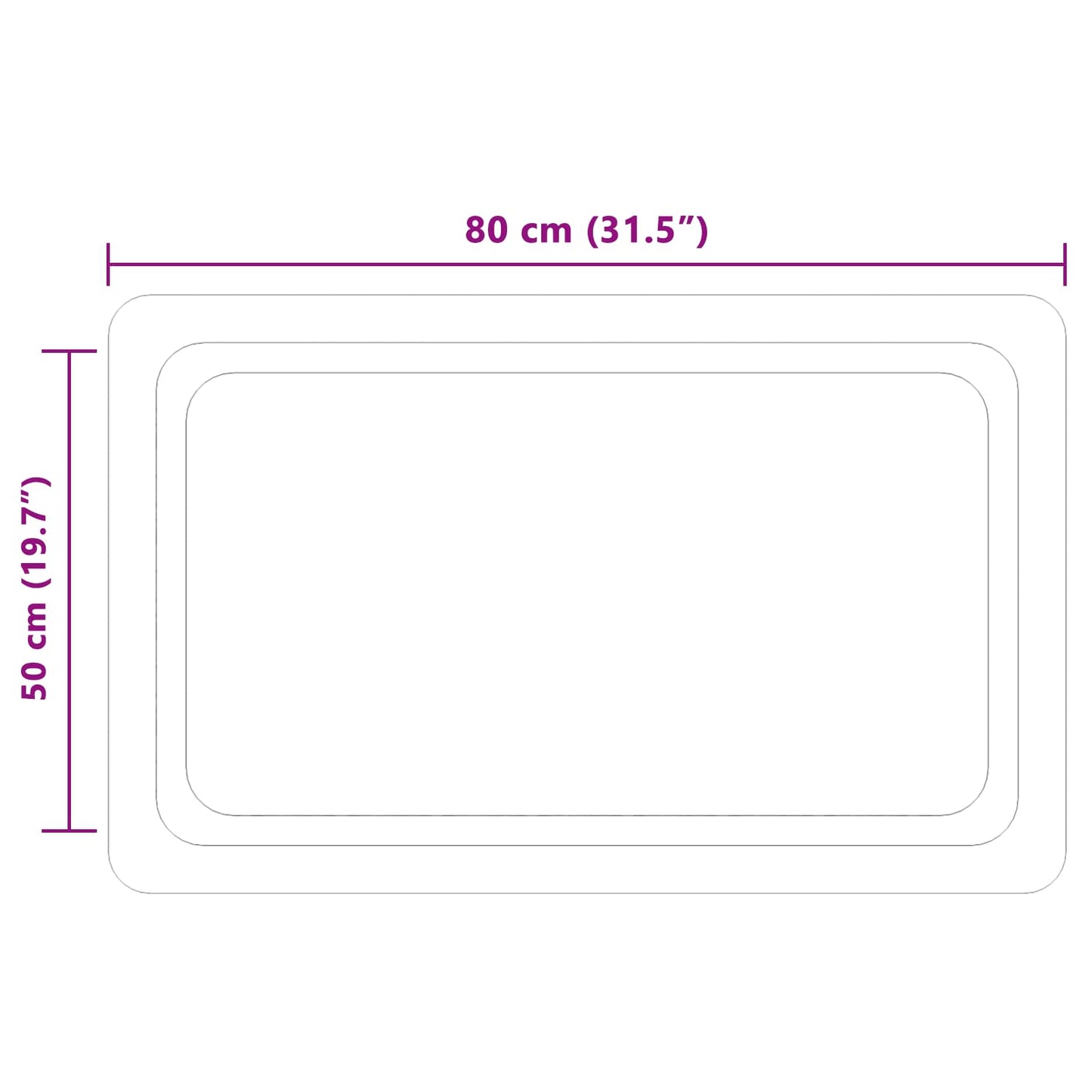 LED Bathroom Mirror Transparent 80 x 50 cm Tempered Glass