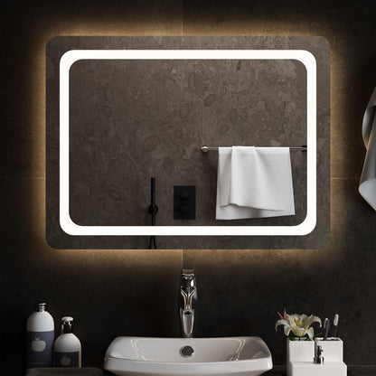 LED Bathroom Mirror Transparent 80 x 60 cm Tempered Glass