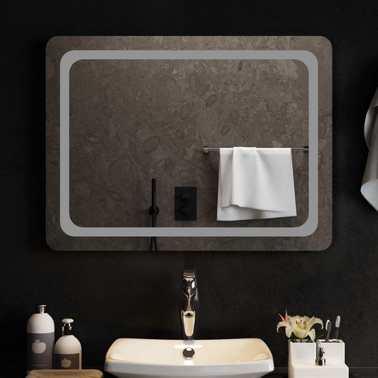 LED Bathroom Mirror Transparent 80 x 60 cm Tempered Glass