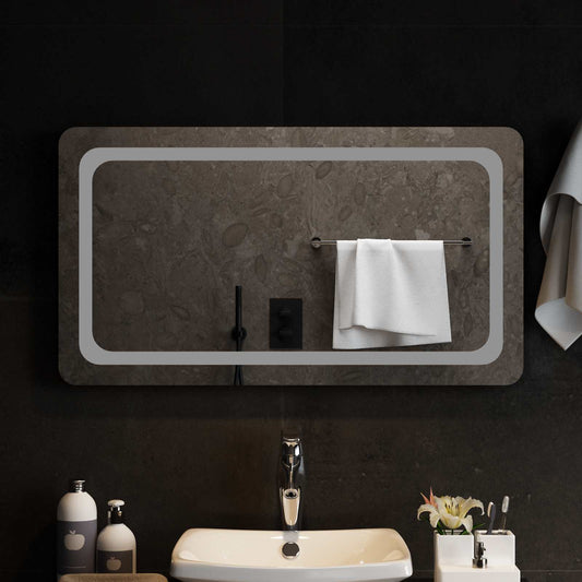 LED Bathroom Mirror Transparent 90 x 50 cm Tempered Glass
