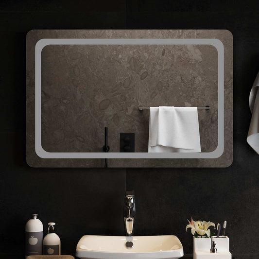 LED Bathroom Mirror Transparent 90 x 60 cm Tempered Glass