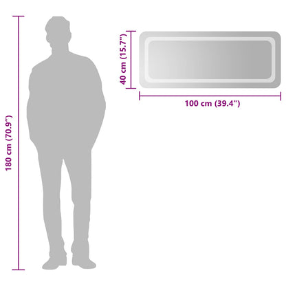 LED Bathroom Mirror Transparent 100 x 40 cm Tempered Glass