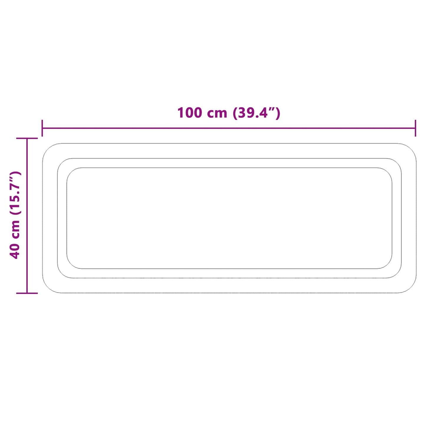 LED Bathroom Mirror Transparent 100 x 40 cm Tempered Glass