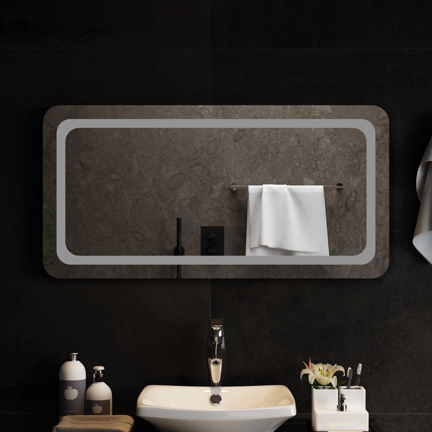 LED Bathroom Mirror Transparent 100 x 50 cm Tempered Glass