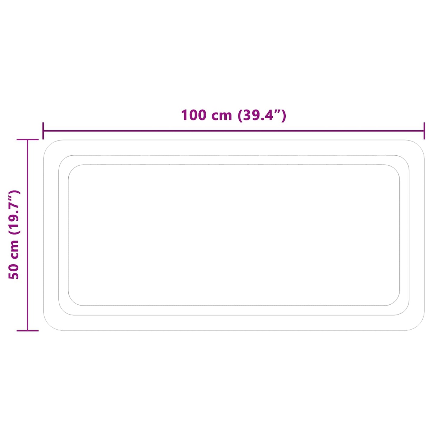 LED Bathroom Mirror Transparent 100 x 50 cm Tempered Glass