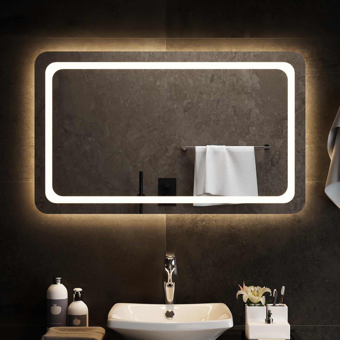 LED Bathroom Mirror Transparent 100 x 60 cm Tempered Glass