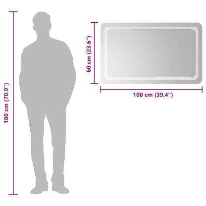 LED Bathroom Mirror Transparent 100 x 60 cm Tempered Glass