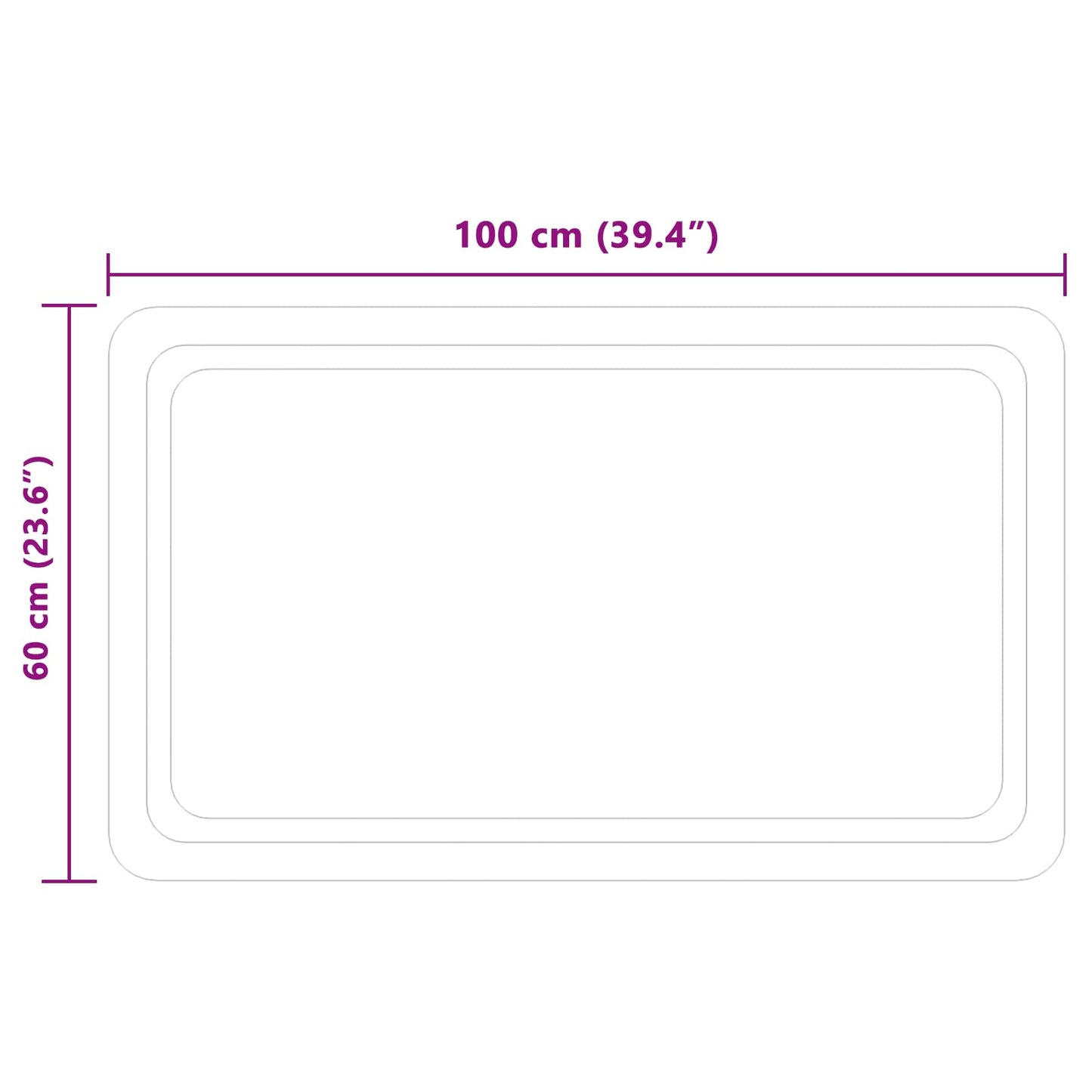 LED Bathroom Mirror Transparent 100 x 60 cm Tempered Glass