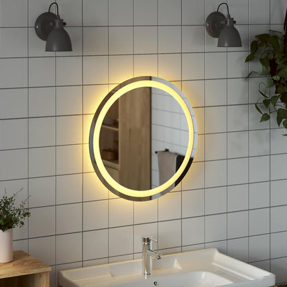 LED Bathroom Mirror Transparent Ø 50 cm Tempered Glass