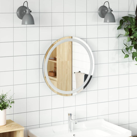 LED Bathroom Mirror Transparent Ø 50 cm Tempered Glass