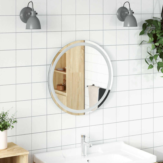 LED Bathroom Mirror Transparent Ø 60 cm Tempered Glass
