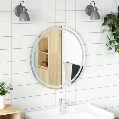 LED Bathroom Mirror Transparent Ø 70 cm Tempered Glass