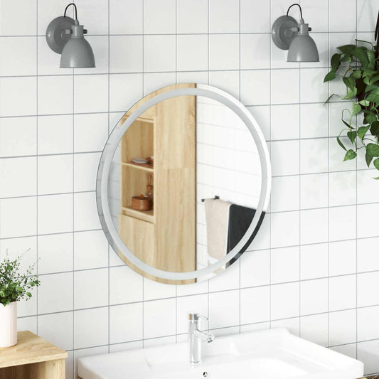 LED Bathroom Mirror Transparent Ø 70 cm Tempered Glass