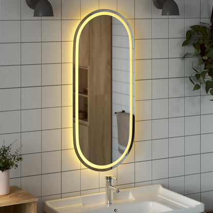 LED Bathroom Mirror Transparent 100 x 45 cm Tempered Glass