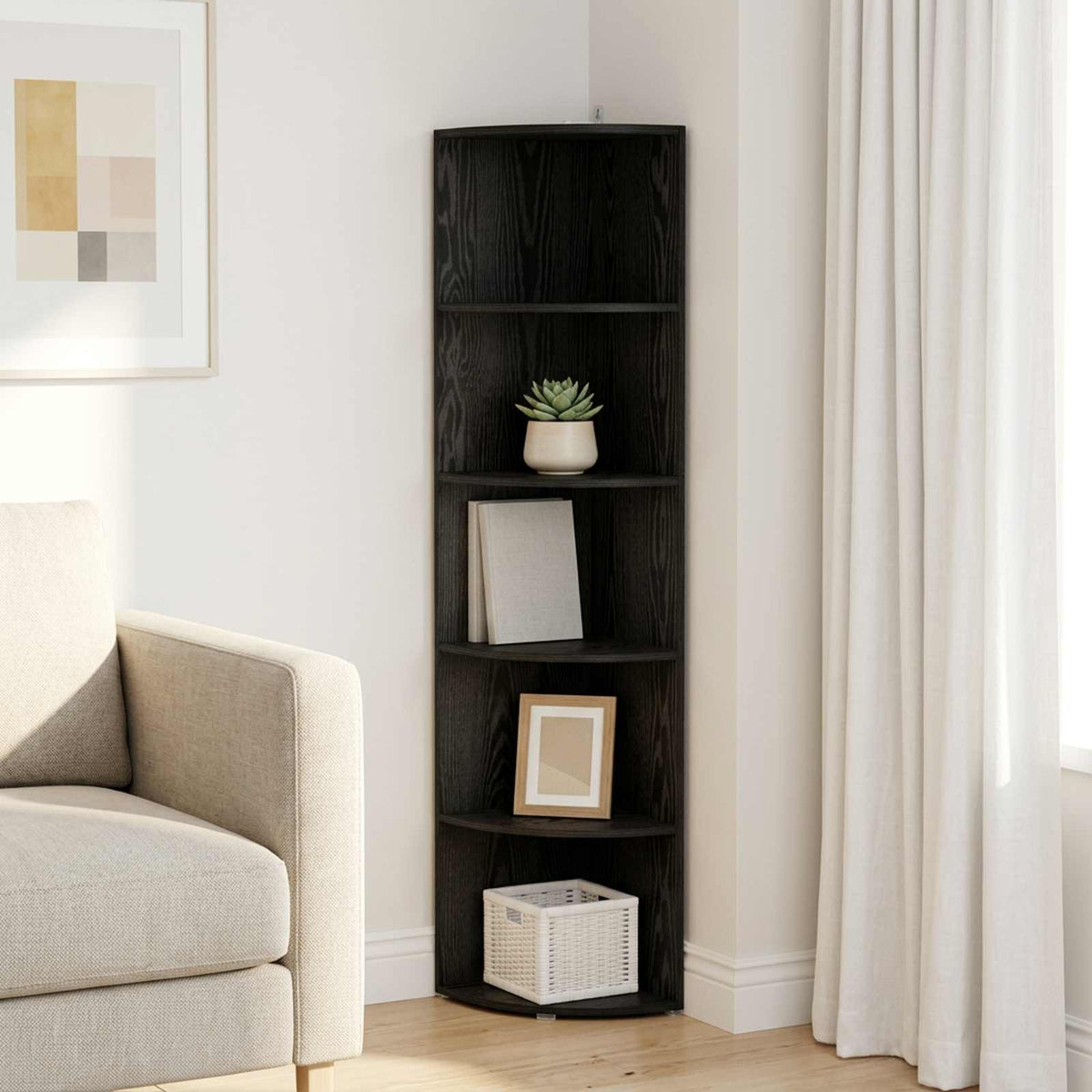 Corner Shelf 4-Tier 41.5 x 41.5 x 143 cm Engineered Wood