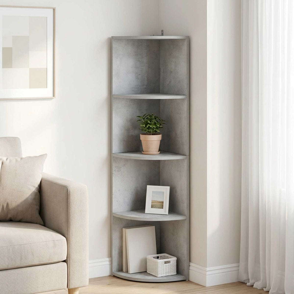 Corner Shelf 4-Tier 41.5 x 41.5 x 143 cm Engineered Wood