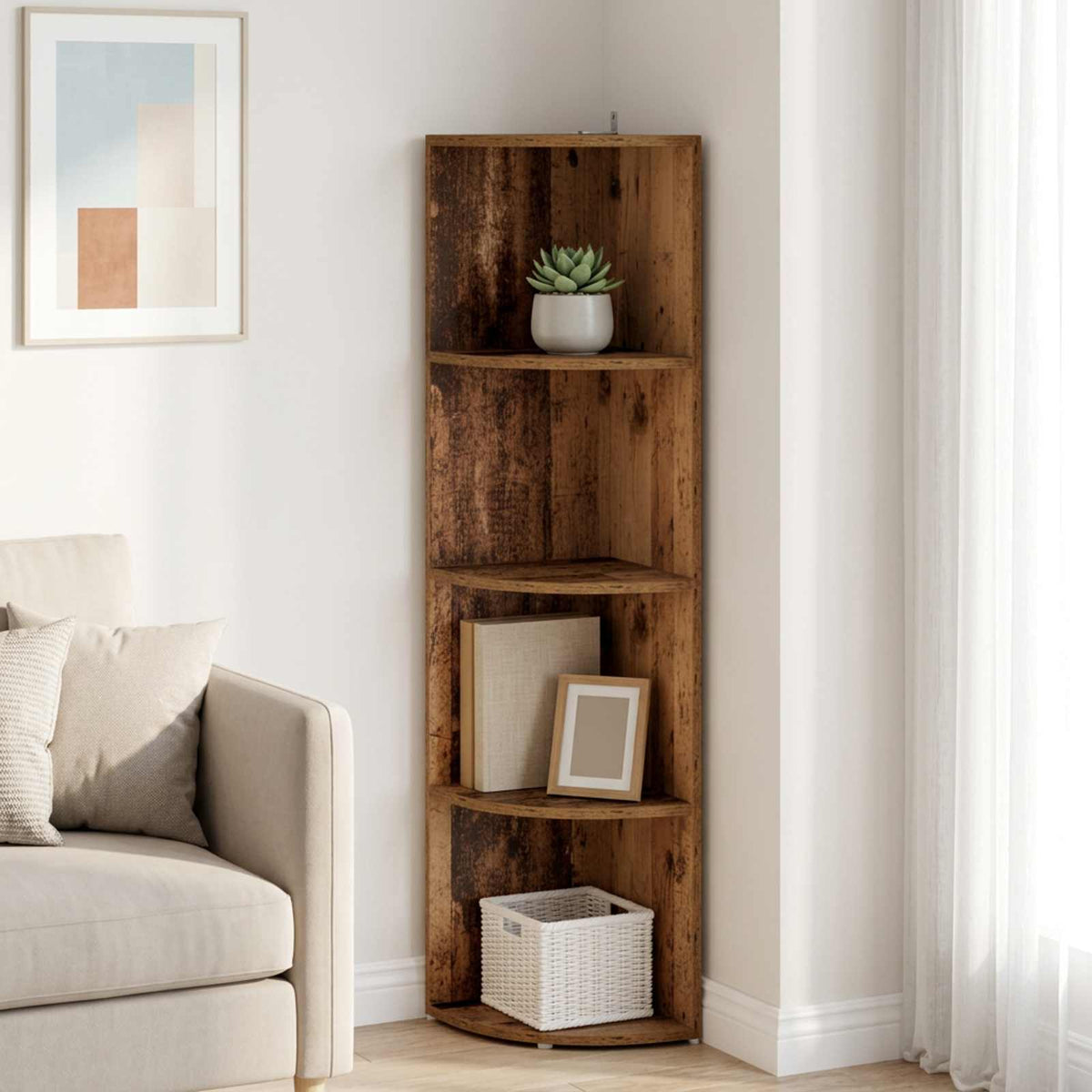 Corner Shelf 4-Tier 41.5 x 41.5 x 143 cm Engineered Wood