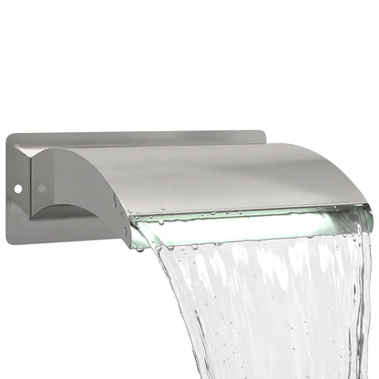 Pool Waterfall with LED Stainless Steel 304 30 x 9 x 26 cm
