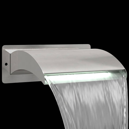 Pool Waterfall with LED Stainless Steel 304 30 x 9 x 26 cm
