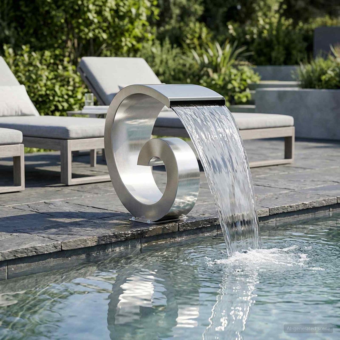 Pool Waterfall with LED Stainless Steel 304 50 x 30 x 53 cm