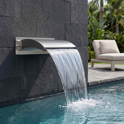 Pool Waterfall with LED Stainless Steel 304 51 x 26 x 13 cm