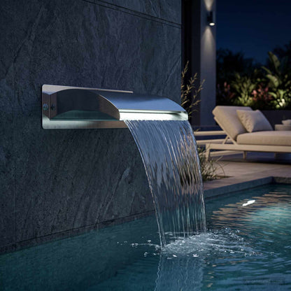 Pool Waterfall with LED Stainless Steel 304 51 x 26 x 13 cm