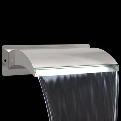 Pool Waterfall with LED Stainless Steel 304 51 x 26 x 13 cm