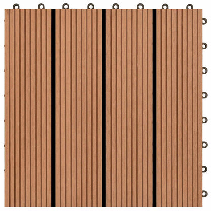 Decking Tile 22 pcs Brown 30 x 30 cm WPC