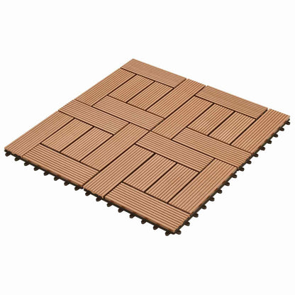 Decking Tile 22 pcs Brown 30 x 30 cm WPC