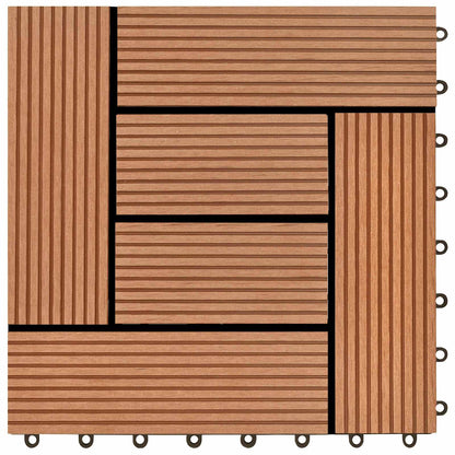 Decking Tile 22 pcs Brown 30 x 30 cm WPC