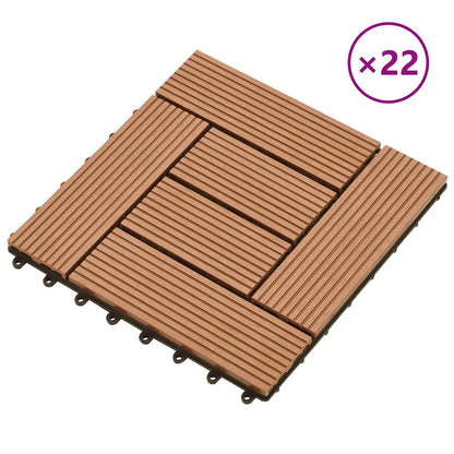 Decking Tile 22 pcs Brown 30 x 30 cm WPC