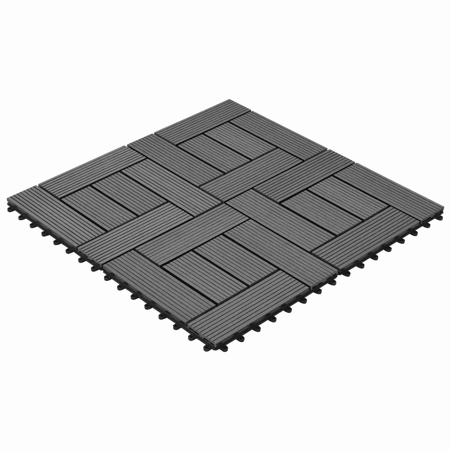 Decking Tile 22 pcs Grey 30 x 30 cm WPC