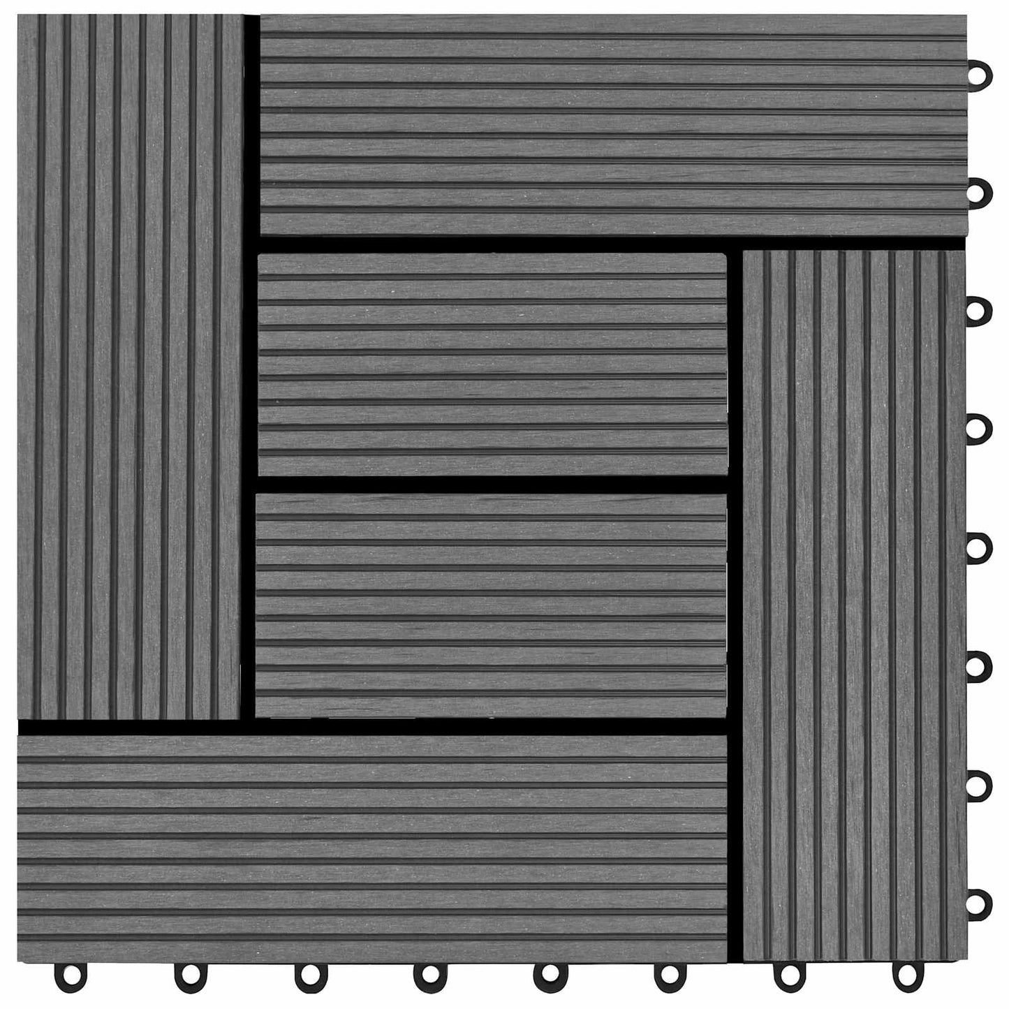 Decking Tile 22 pcs Grey 30 x 30 cm WPC
