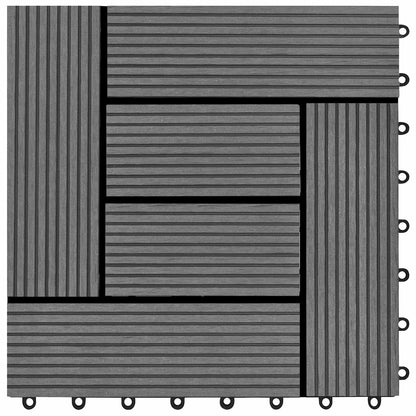 Decking Tile 22 pcs Grey 30 x 30 cm WPC